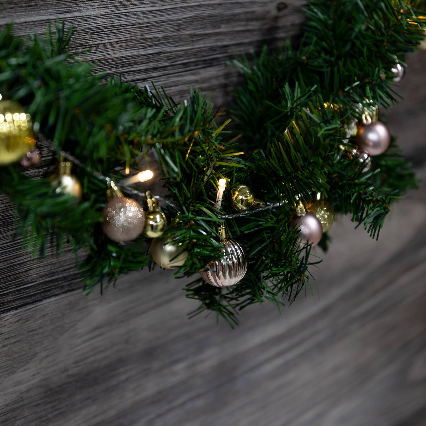 String Lights with Christmas Ornaments