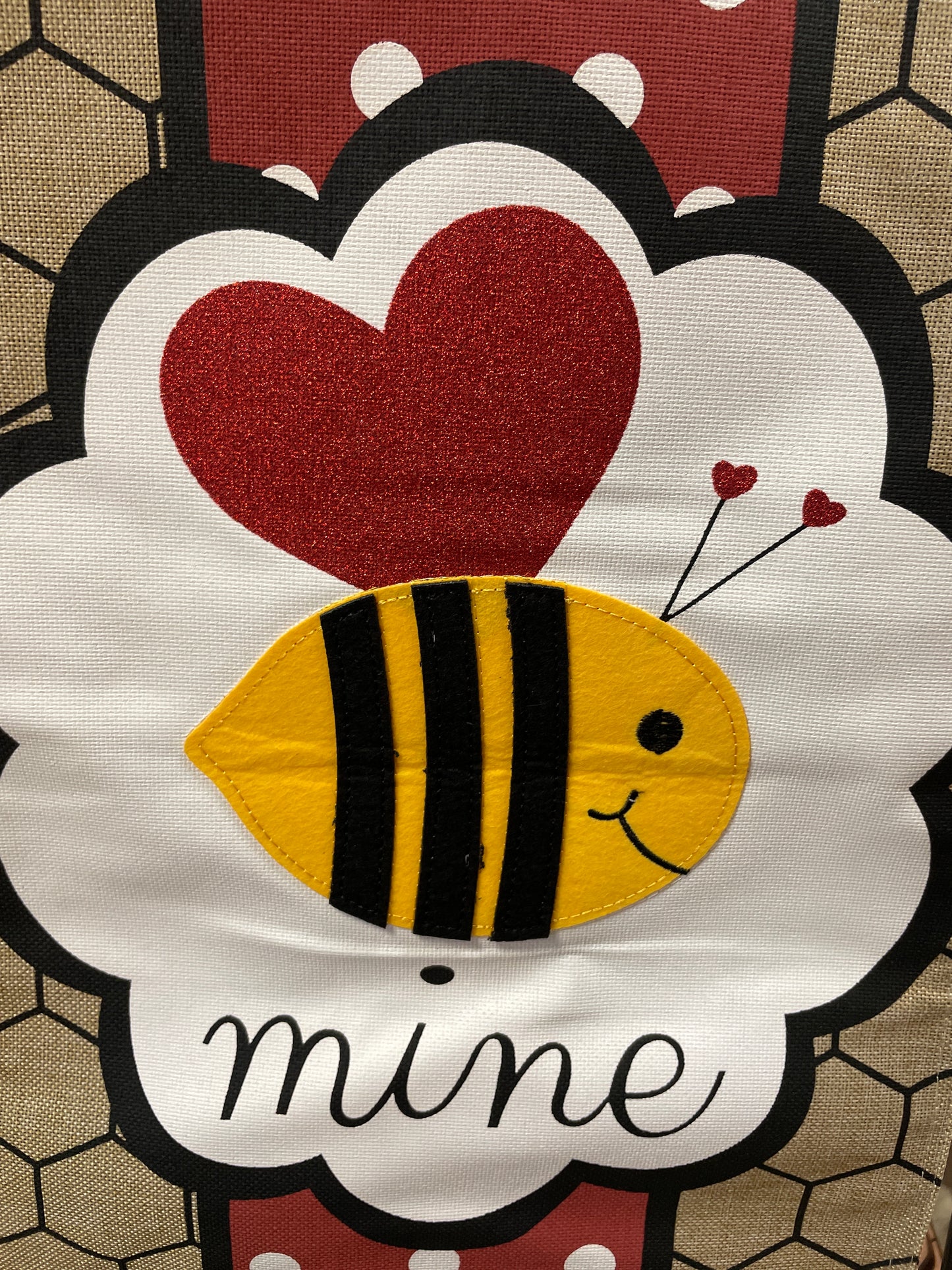 Valentine's Bee Mine Garden Burlap Flag