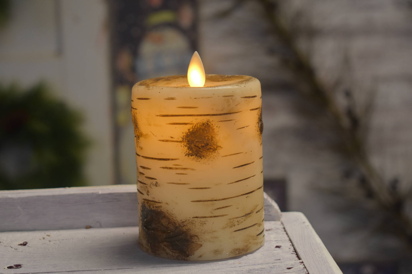 Birch Pillar Candle 4”