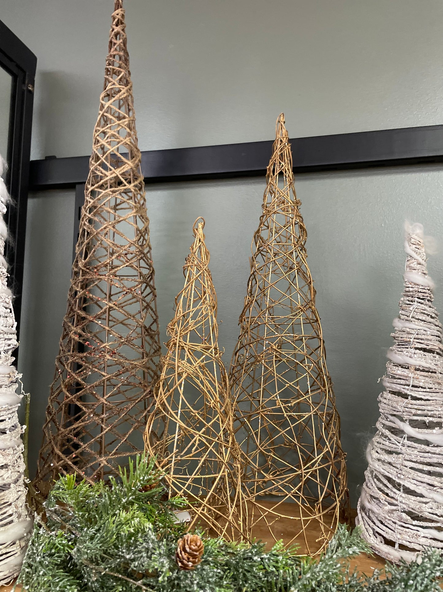 Jute Cone Glitter Tree 16"