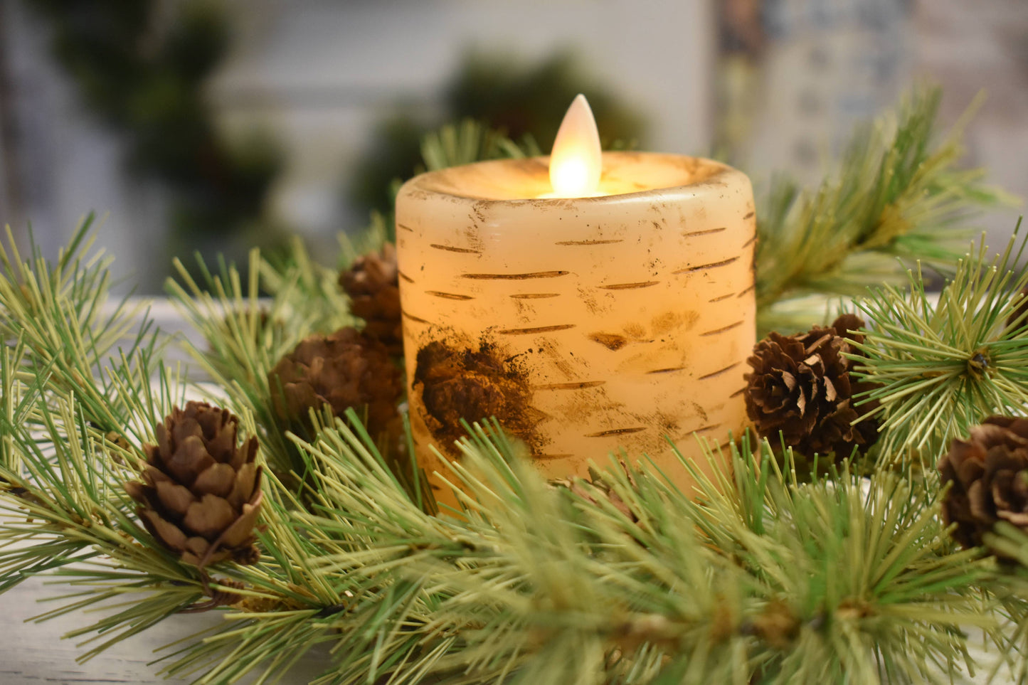 Birch Pillar Candle 4”