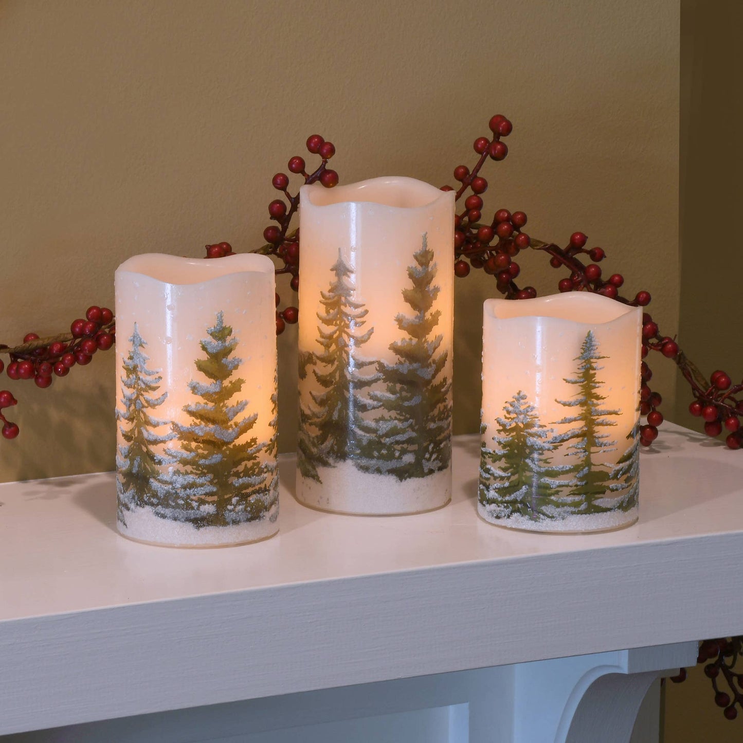 4" Wax Candle -Green Pines