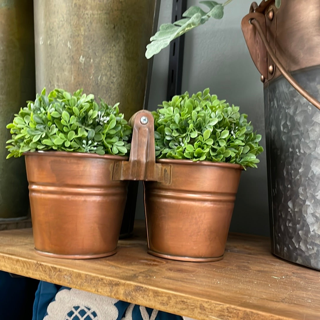 Copper Double Bucket w/Greenery