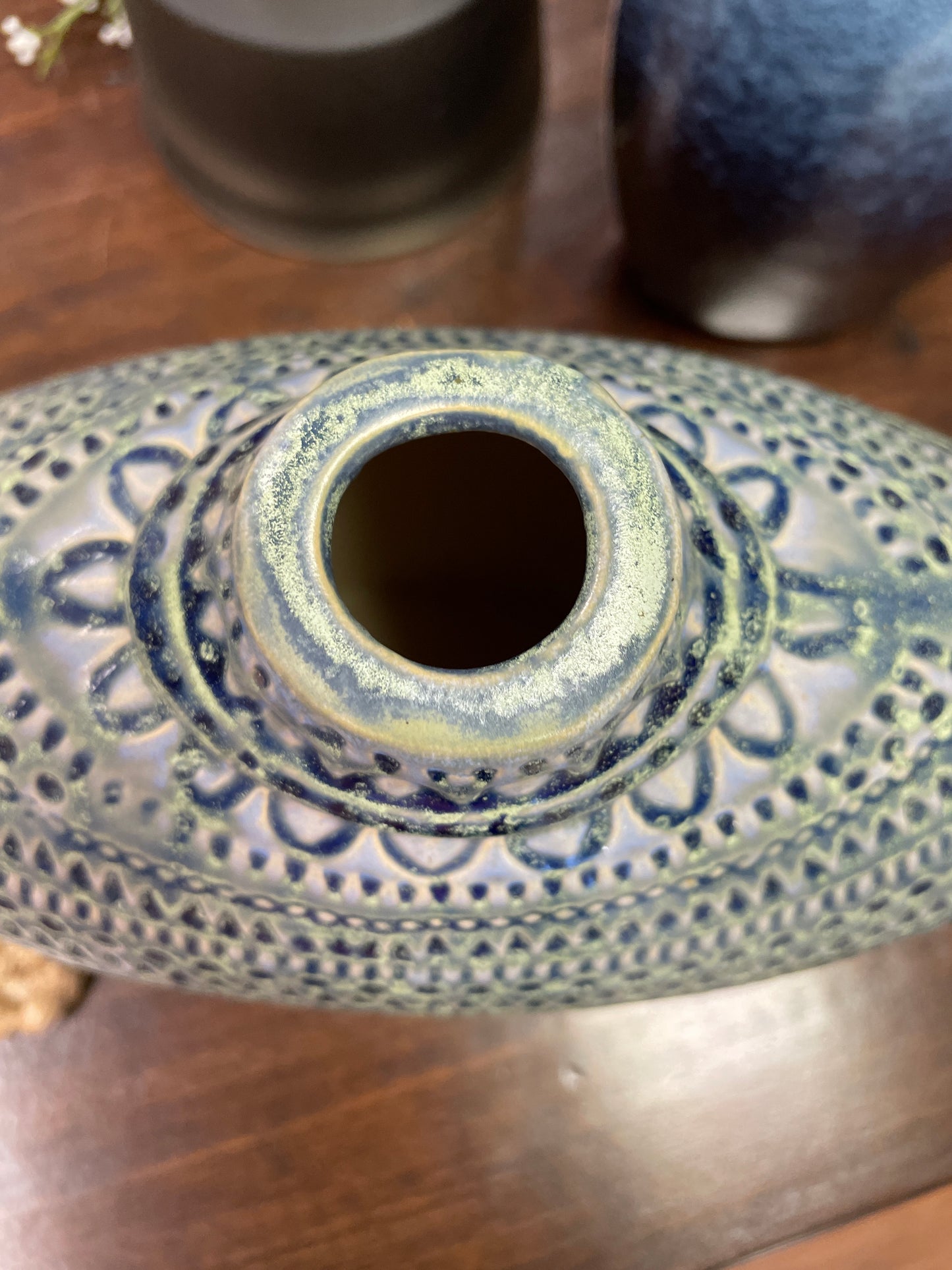 Blue Green "oval" Vase - Ceramic