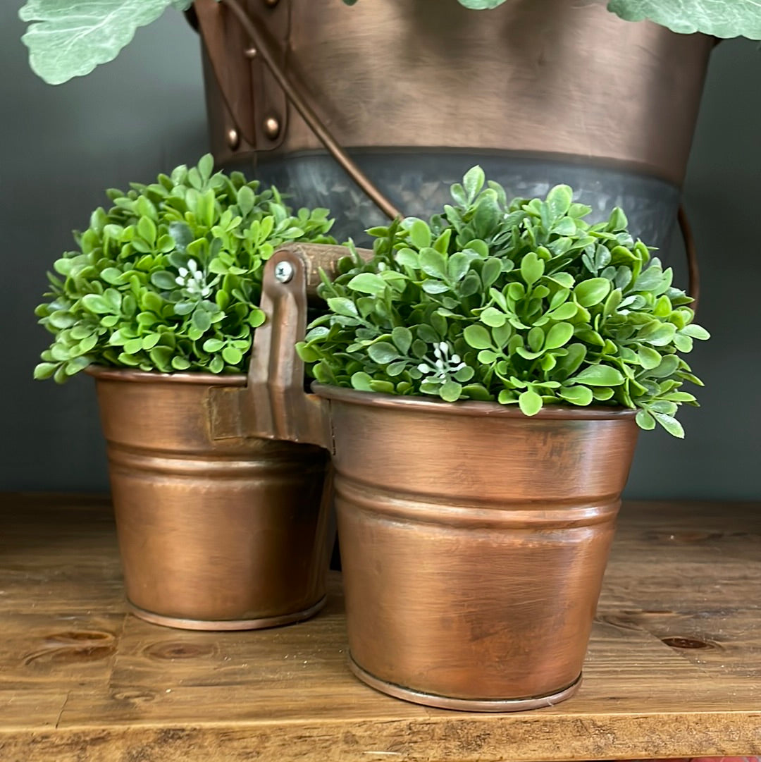 Copper Double Bucket w/Greenery