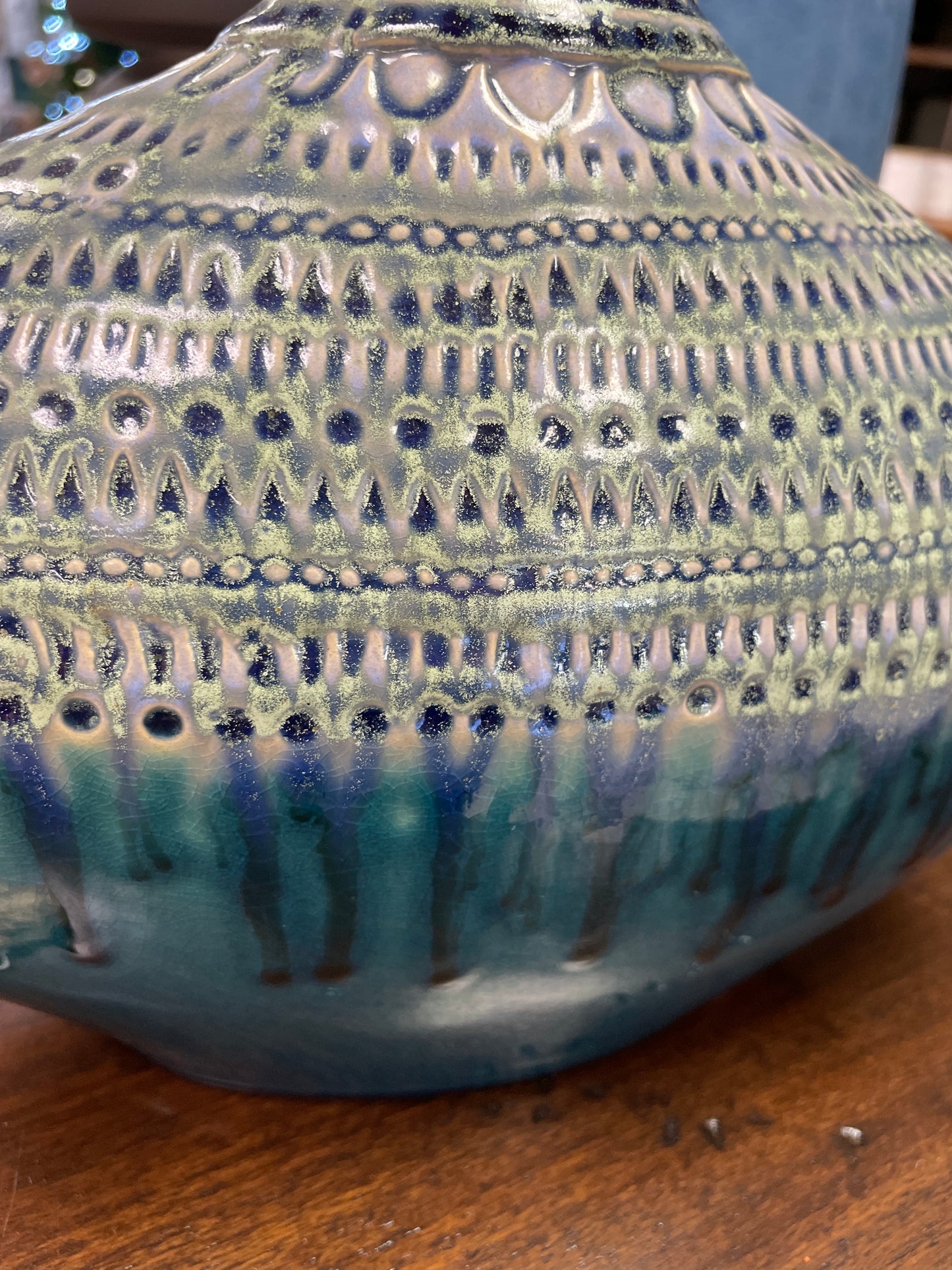 Blue Green "oval" Vase - Ceramic