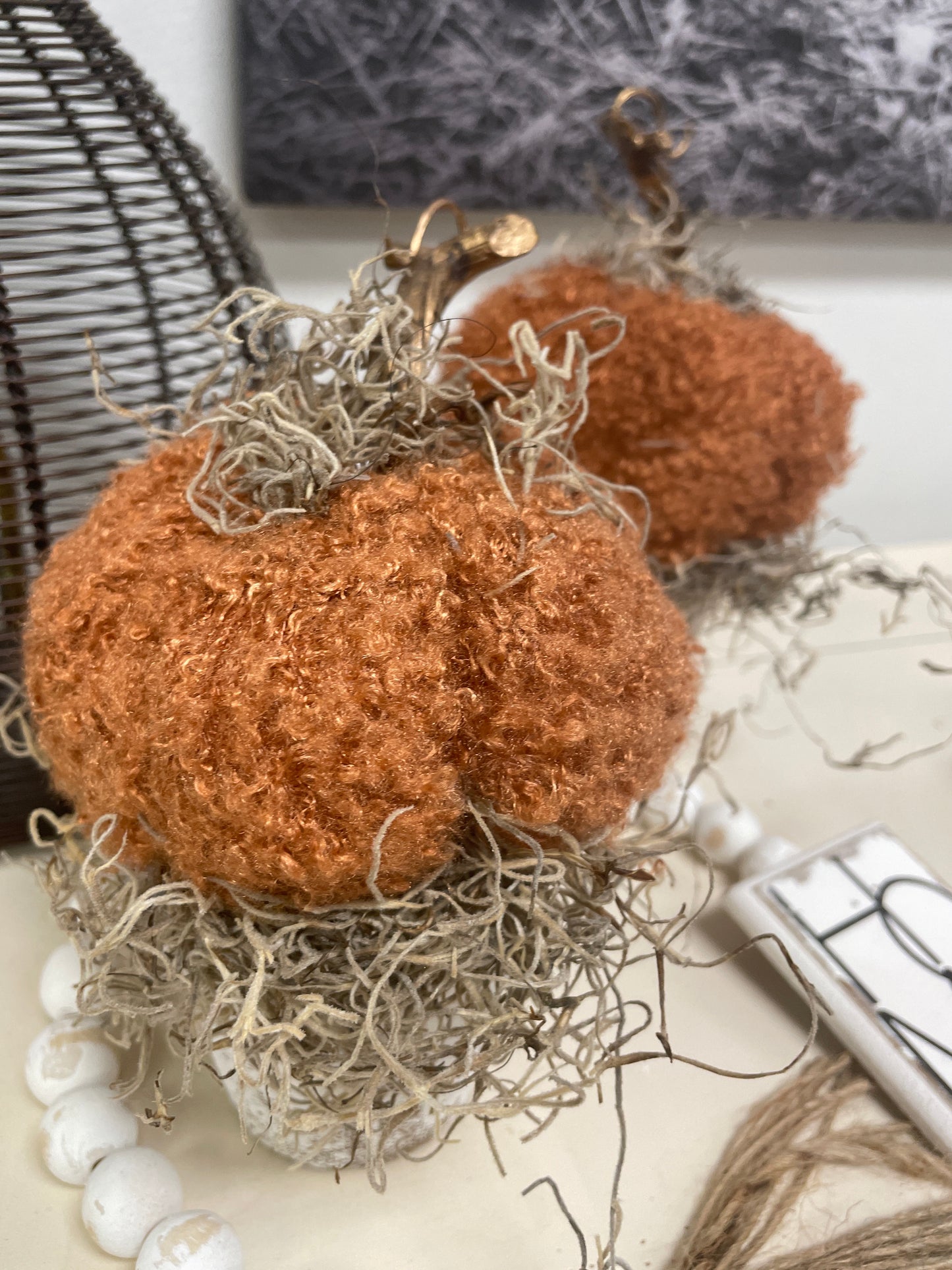 Pumpkin in Pot w/raffia