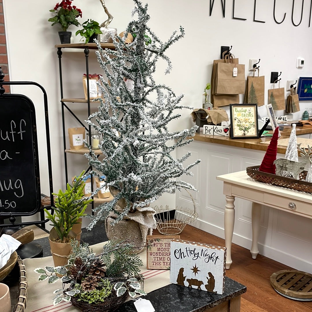 Burlap Flocked Tree