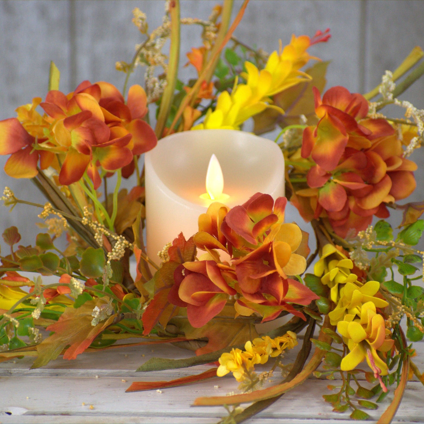 Fall Hydrangea Candle Ring