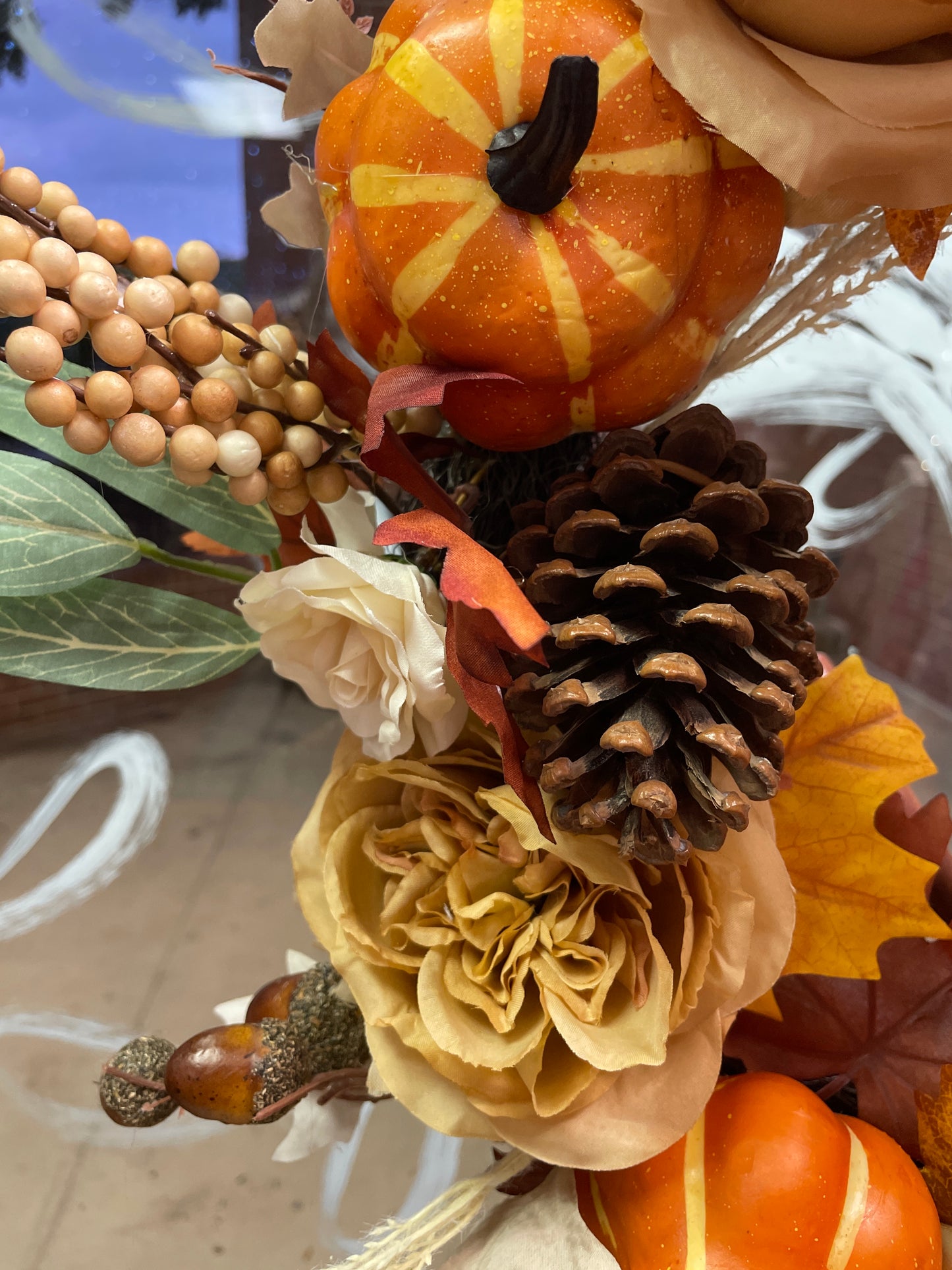 Fall Wreath - Burlap Bow Rose