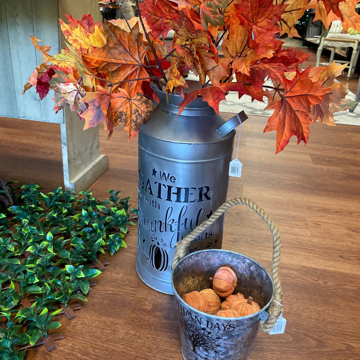 Autumn Fall Basket with Pumpkins