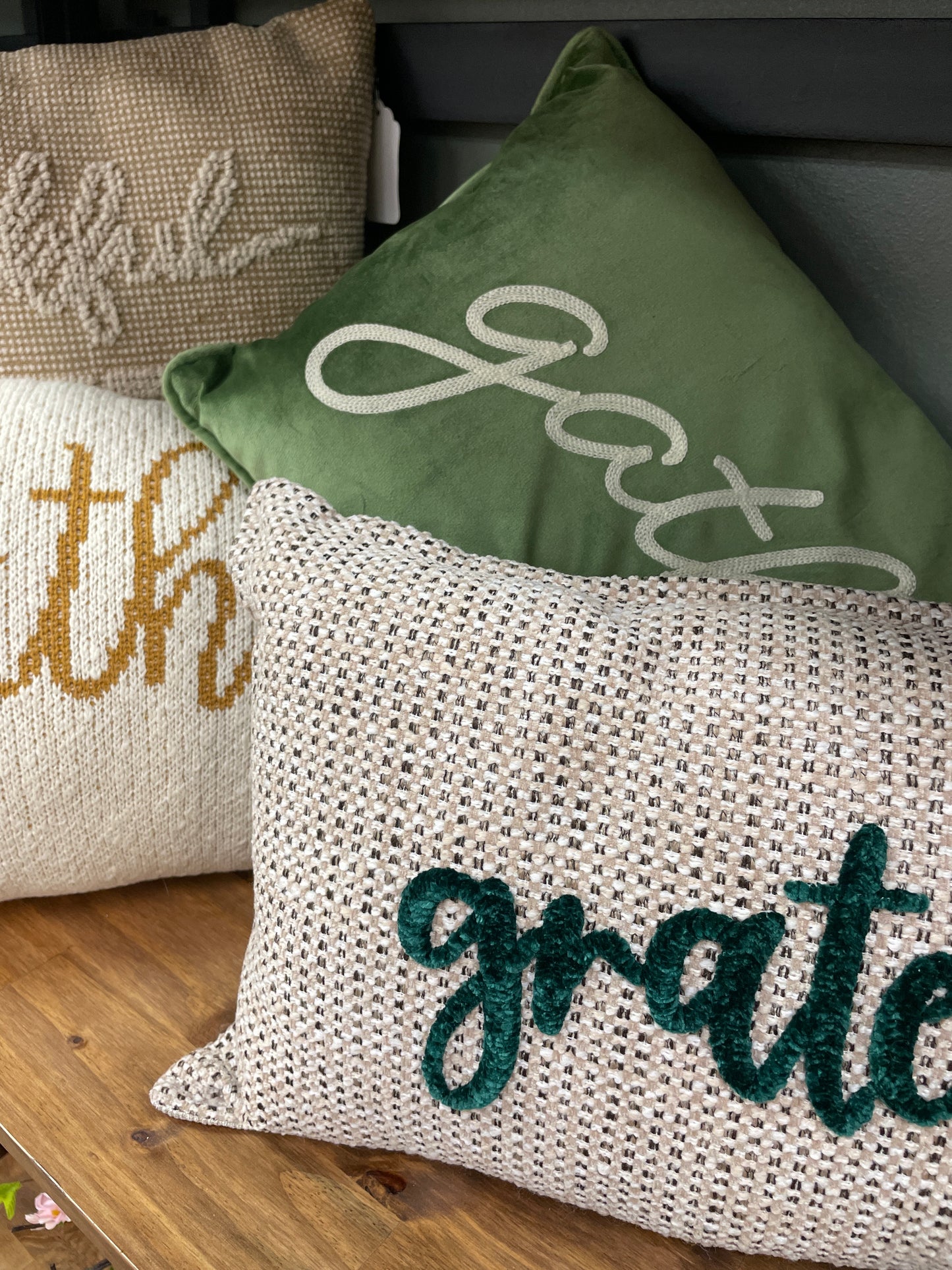 Gather Green Velvet Pillow