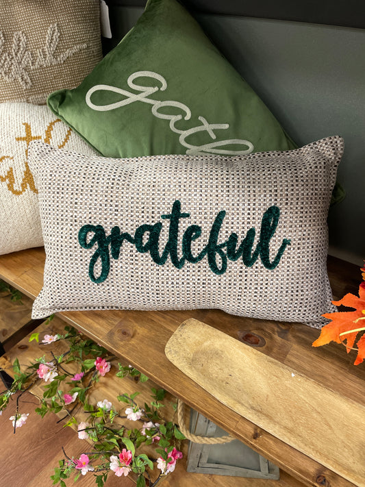 Green Grateful Pillow lumbar