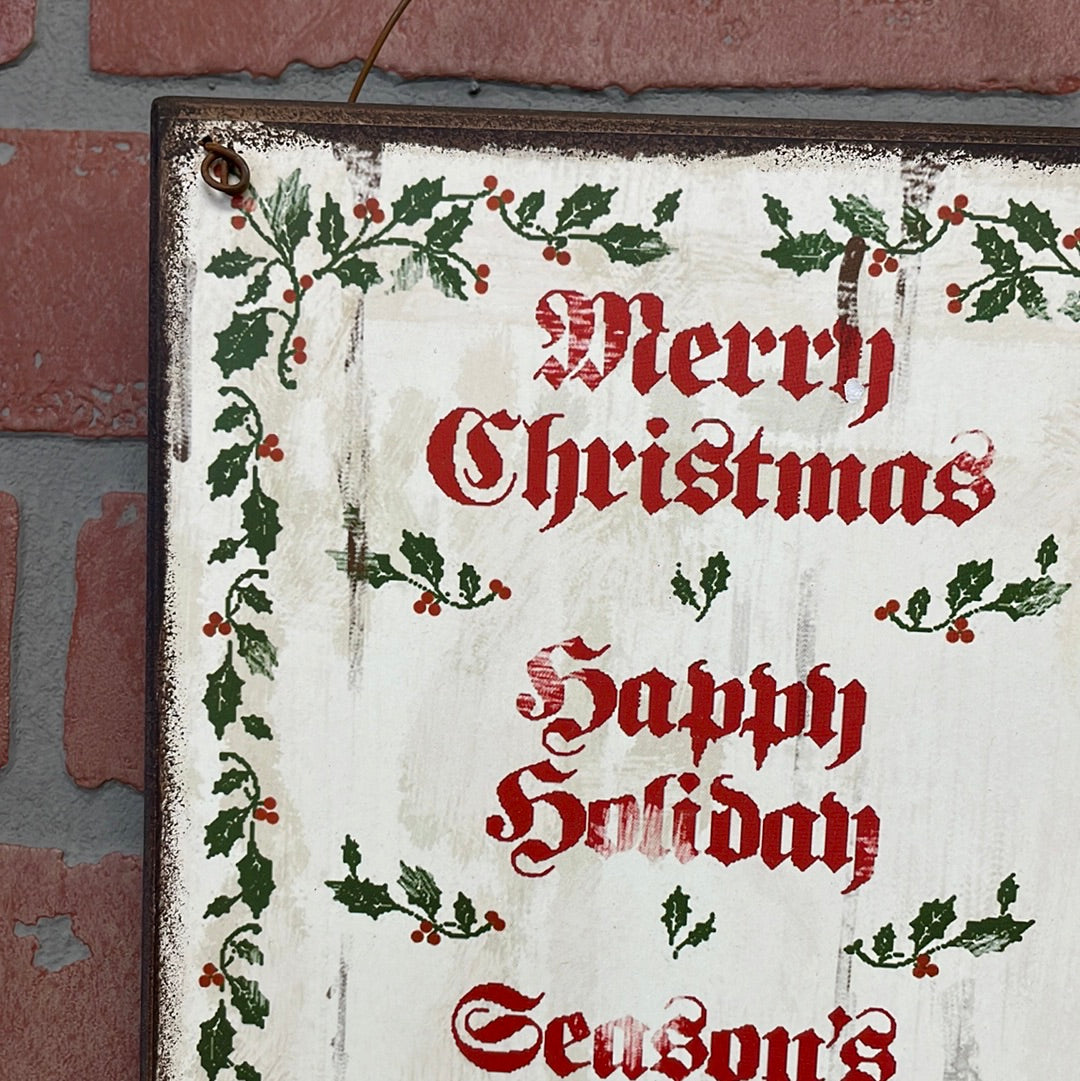 Merry Christmas Happy Holiday Metal Sign