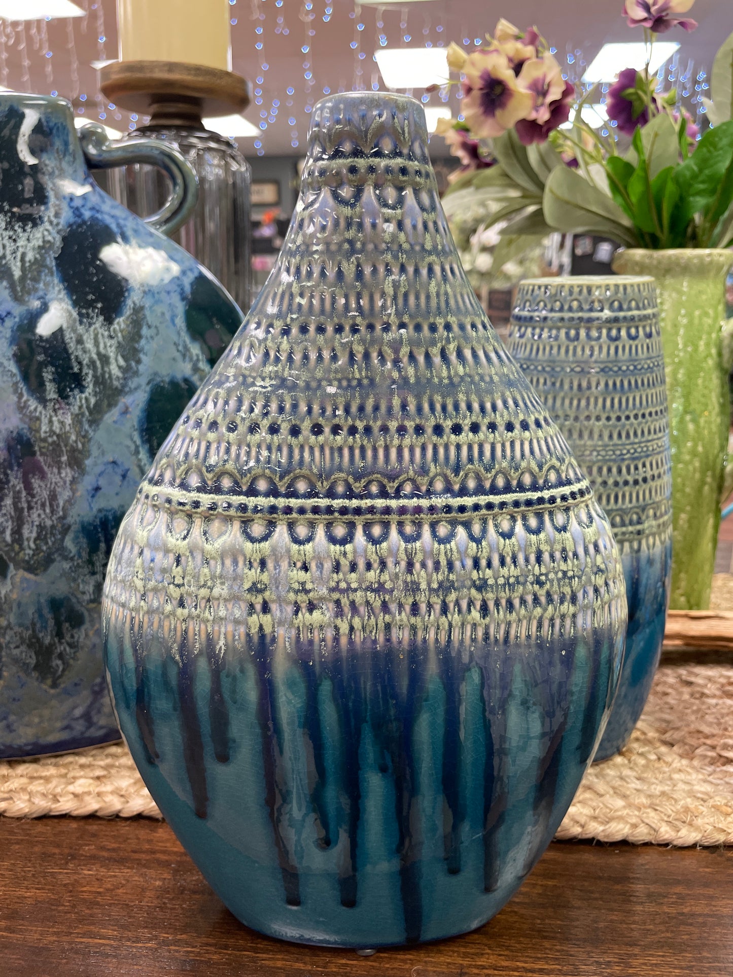 Blue Green Vase - Ceramic