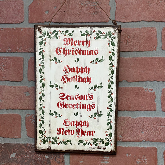 Merry Christmas Happy Holiday Metal Sign