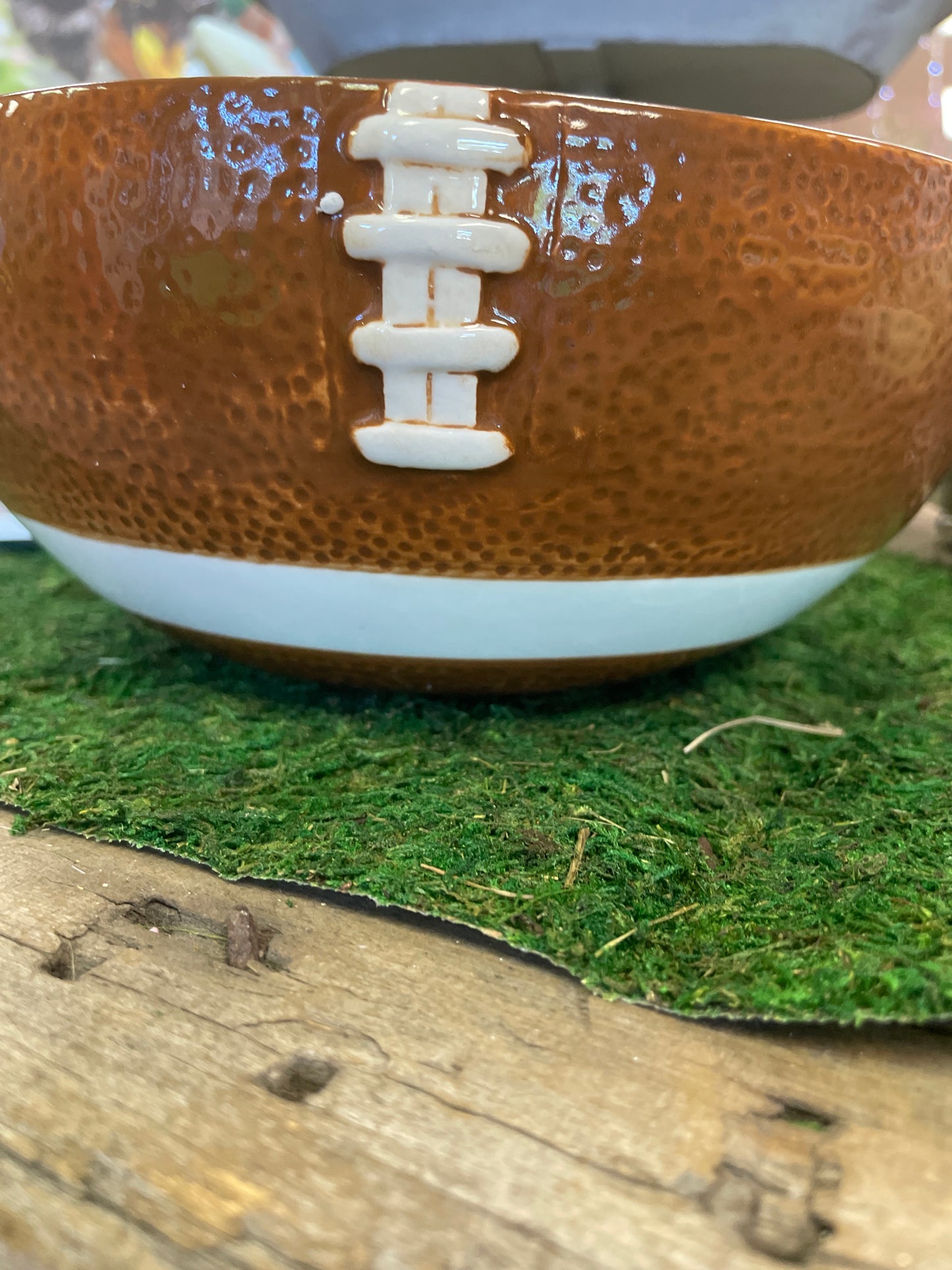 10" Long Football Fever Large Ceramic Bowl