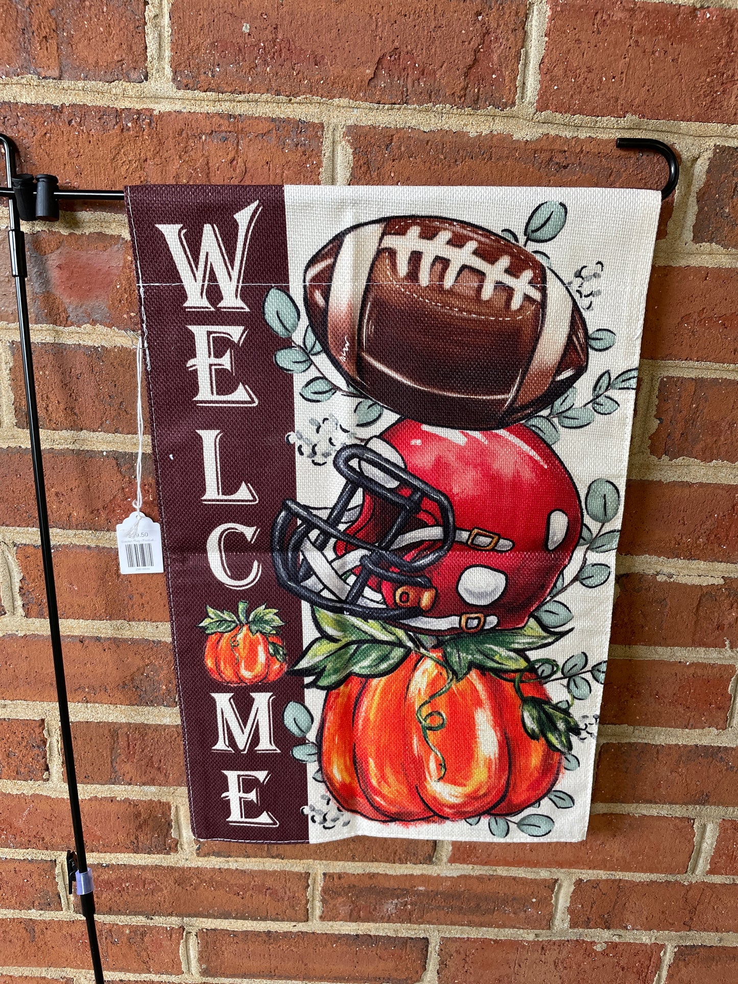 Garden Flag - Football Pumpkin Welcome