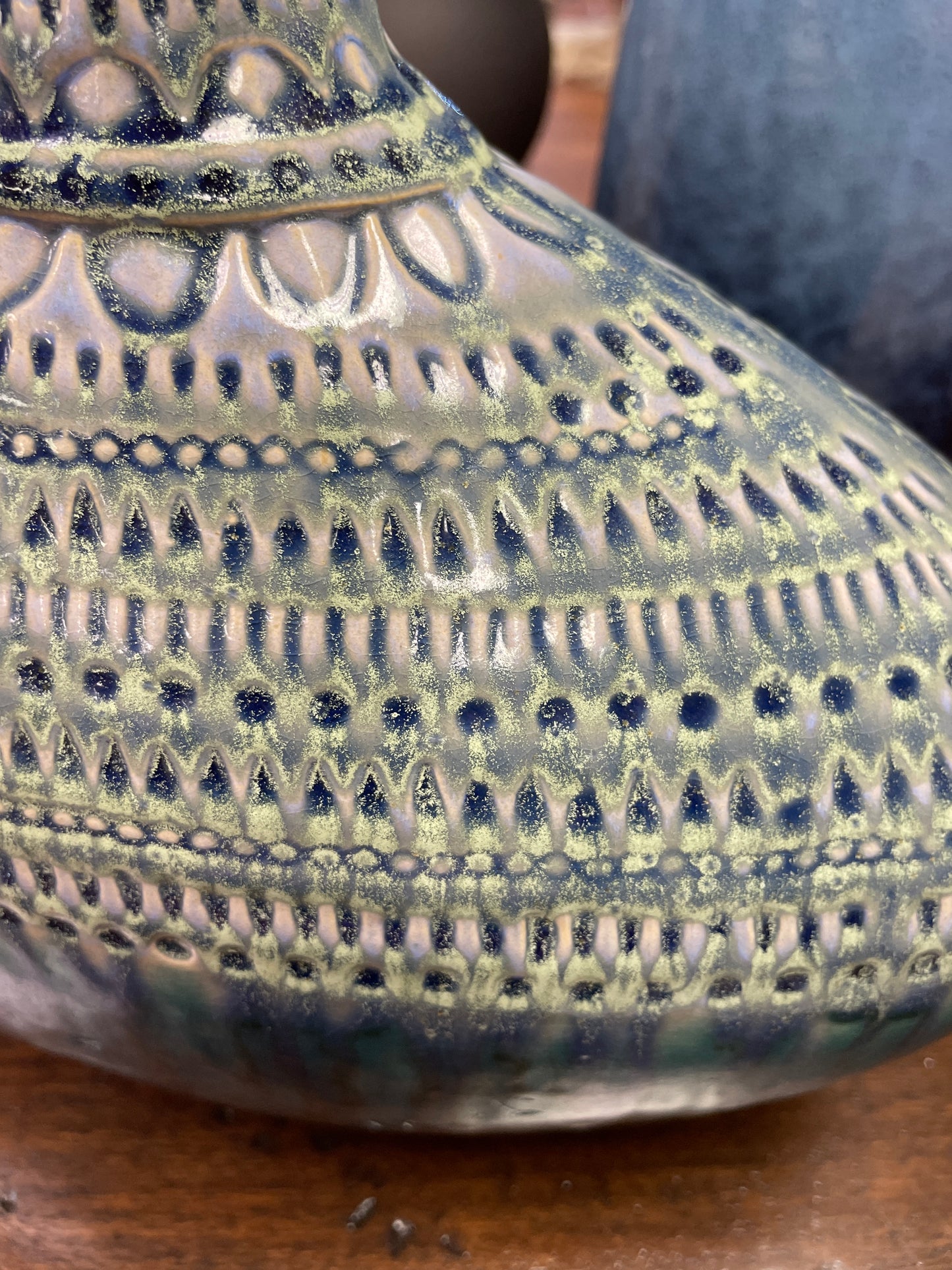 Blue Green "oval" Vase - Ceramic