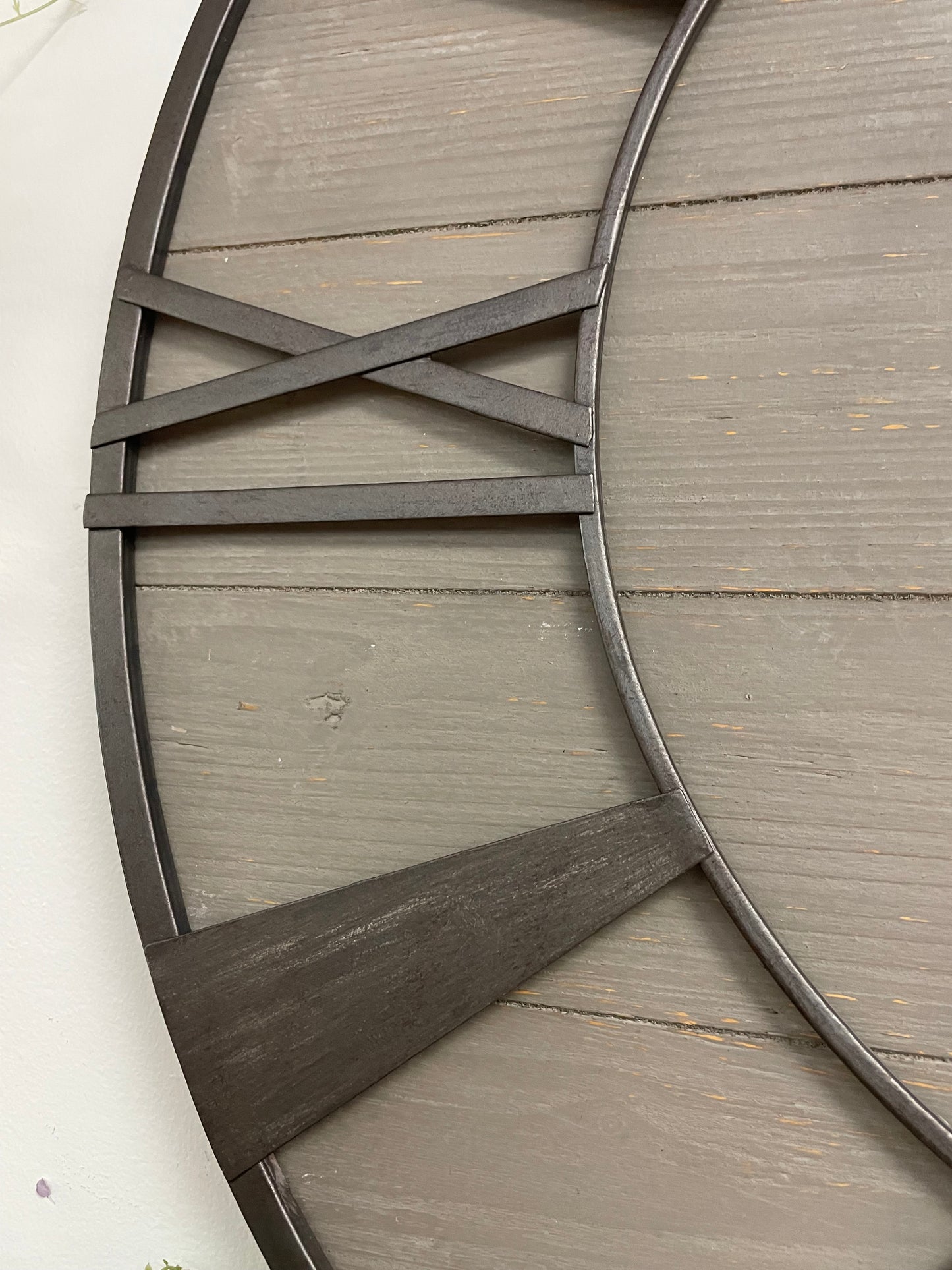 Wooden and Metal Roman Numeral Wall Clock