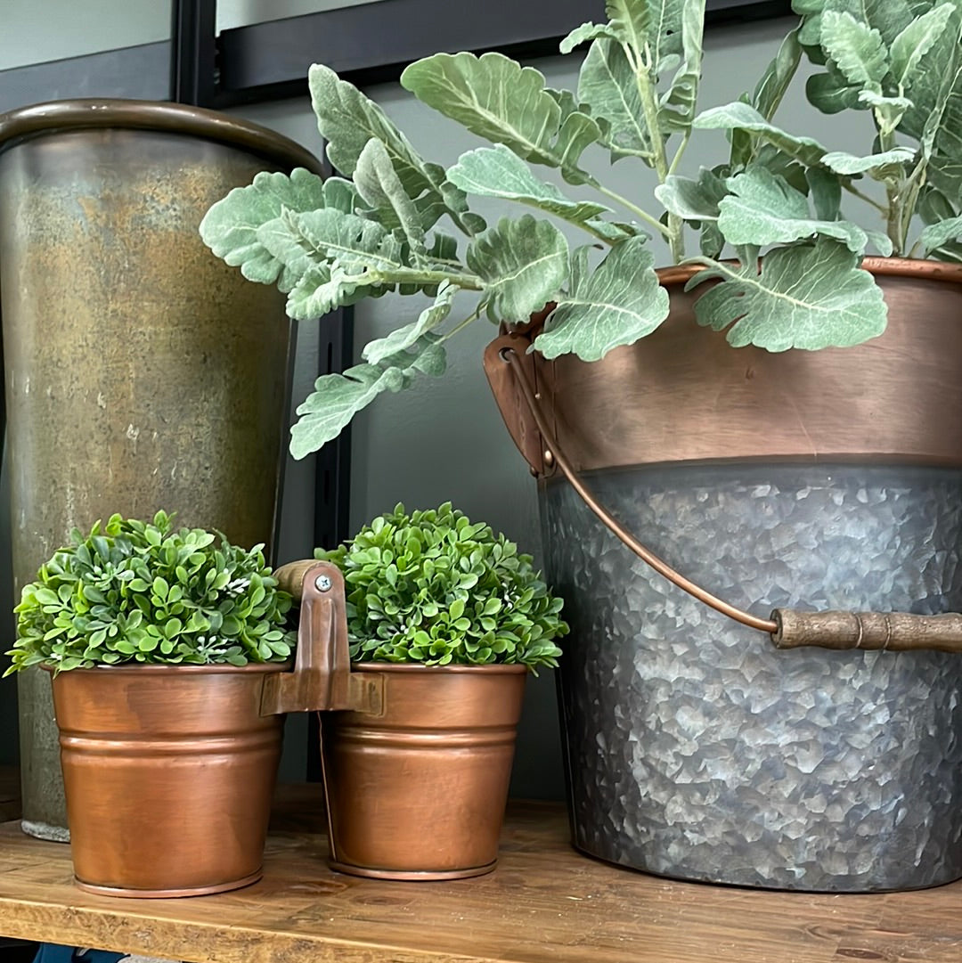 Copper Double Bucket w/Greenery