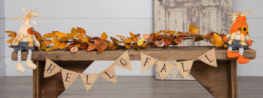 Hello Fall Gnome Scarecrow Banner