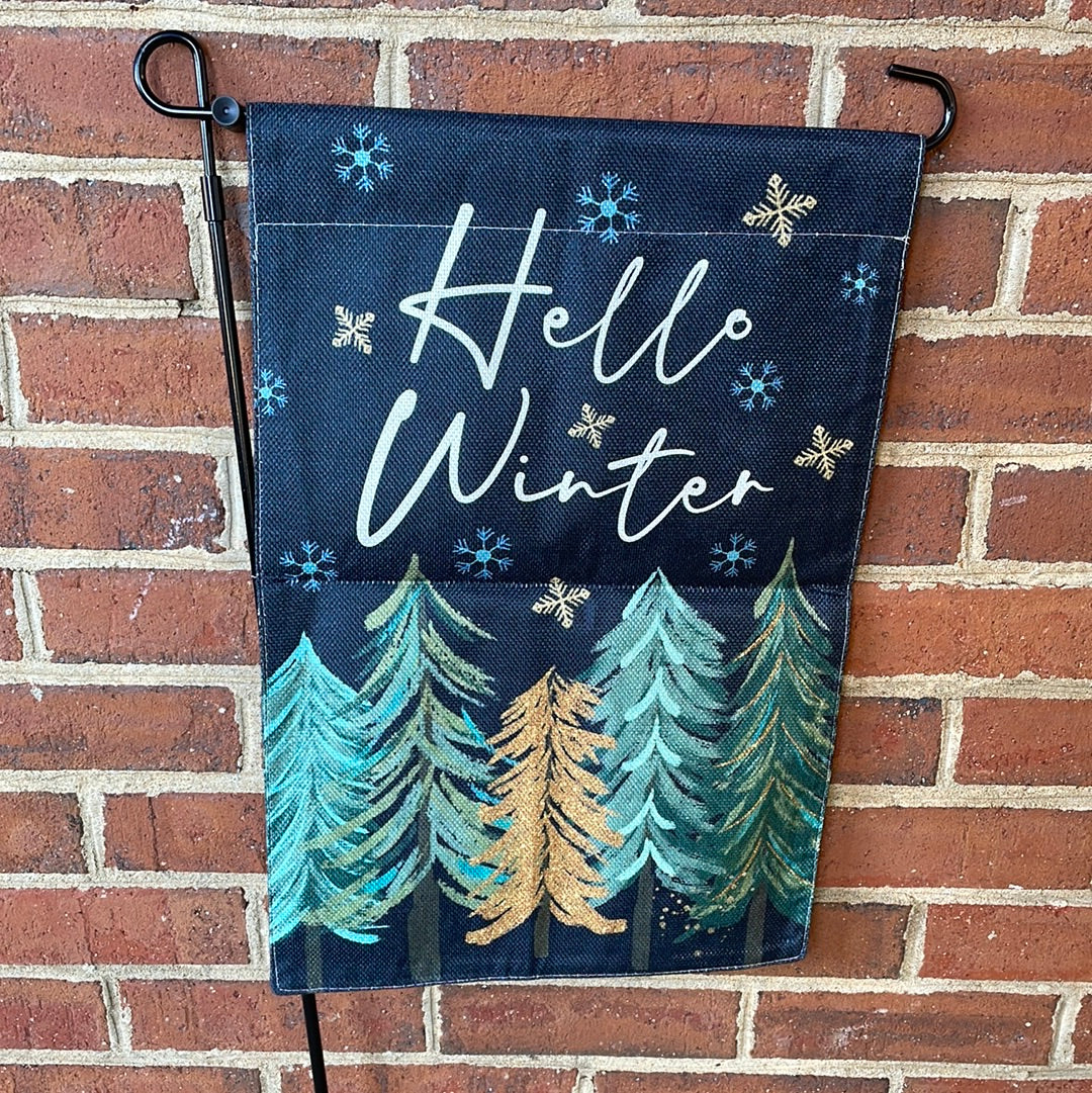 Garden Flag - Hello Winter Trees