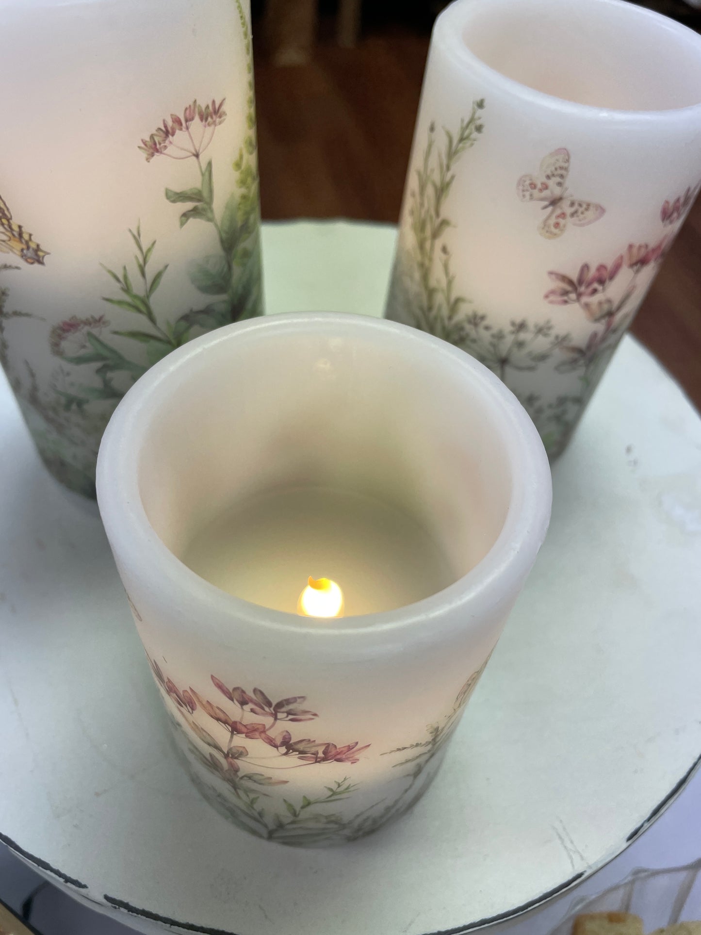 6" Floral Design Battery Operated Wax Candle (Copy)