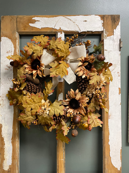 Fall Wreath - Burlap Pinecone