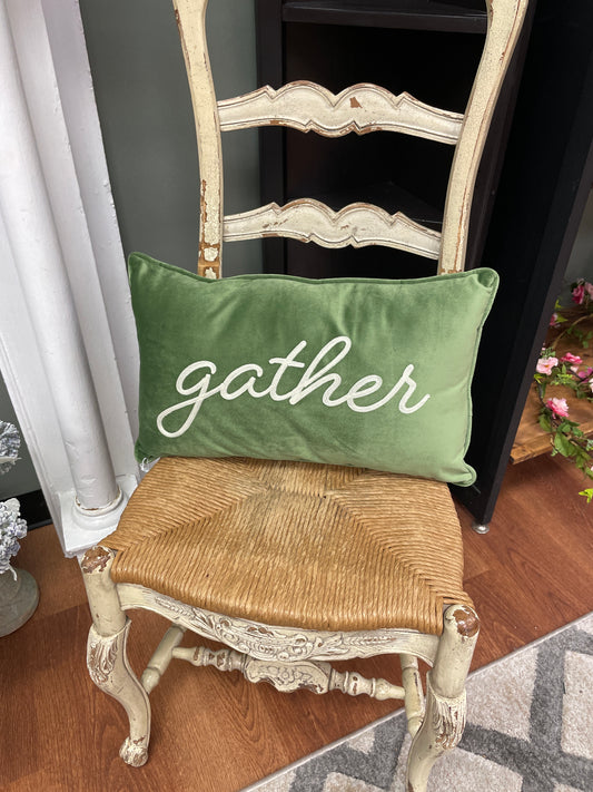 Gather Green Velvet Pillow