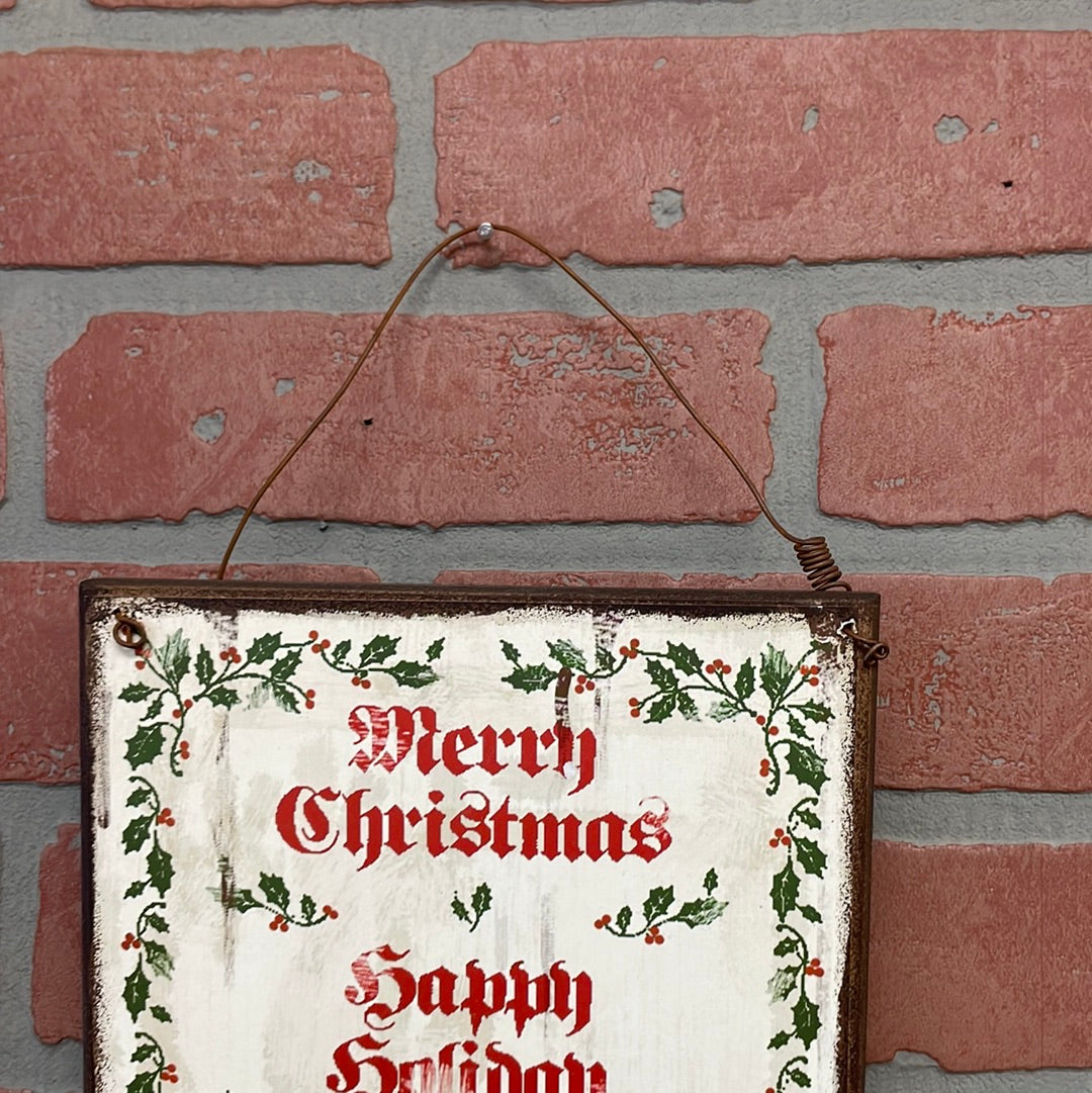 Merry Christmas Happy Holiday Metal Sign