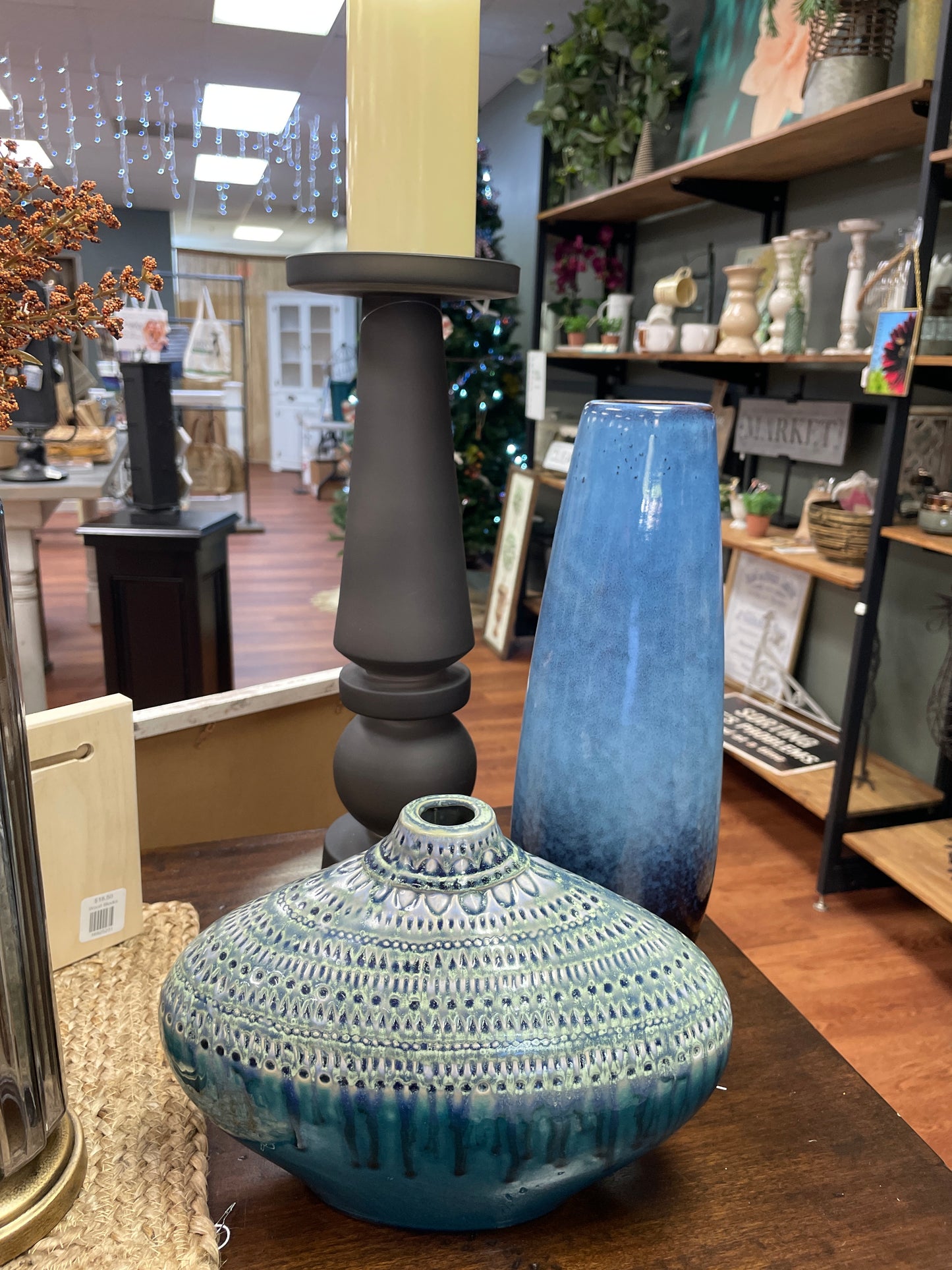 Blue Green "oval" Vase - Ceramic