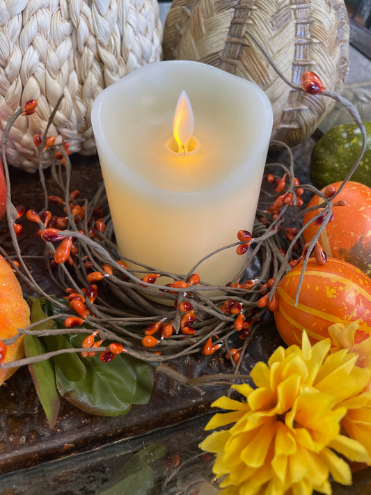 Pip Candle Wreath - Orange