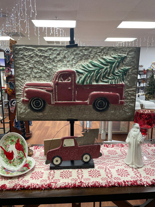 Red Truck  Metal Sign