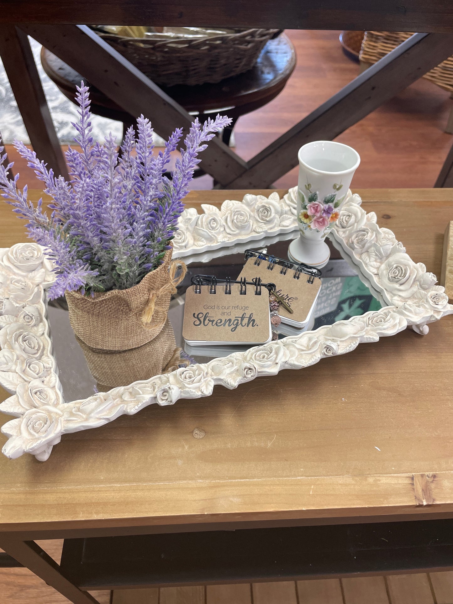 Mirrored Tray w/Roses