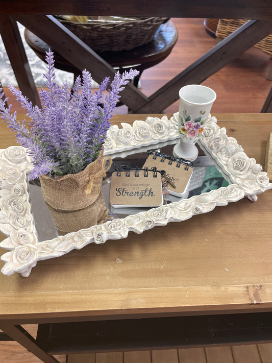 Mirrored Tray w/Roses