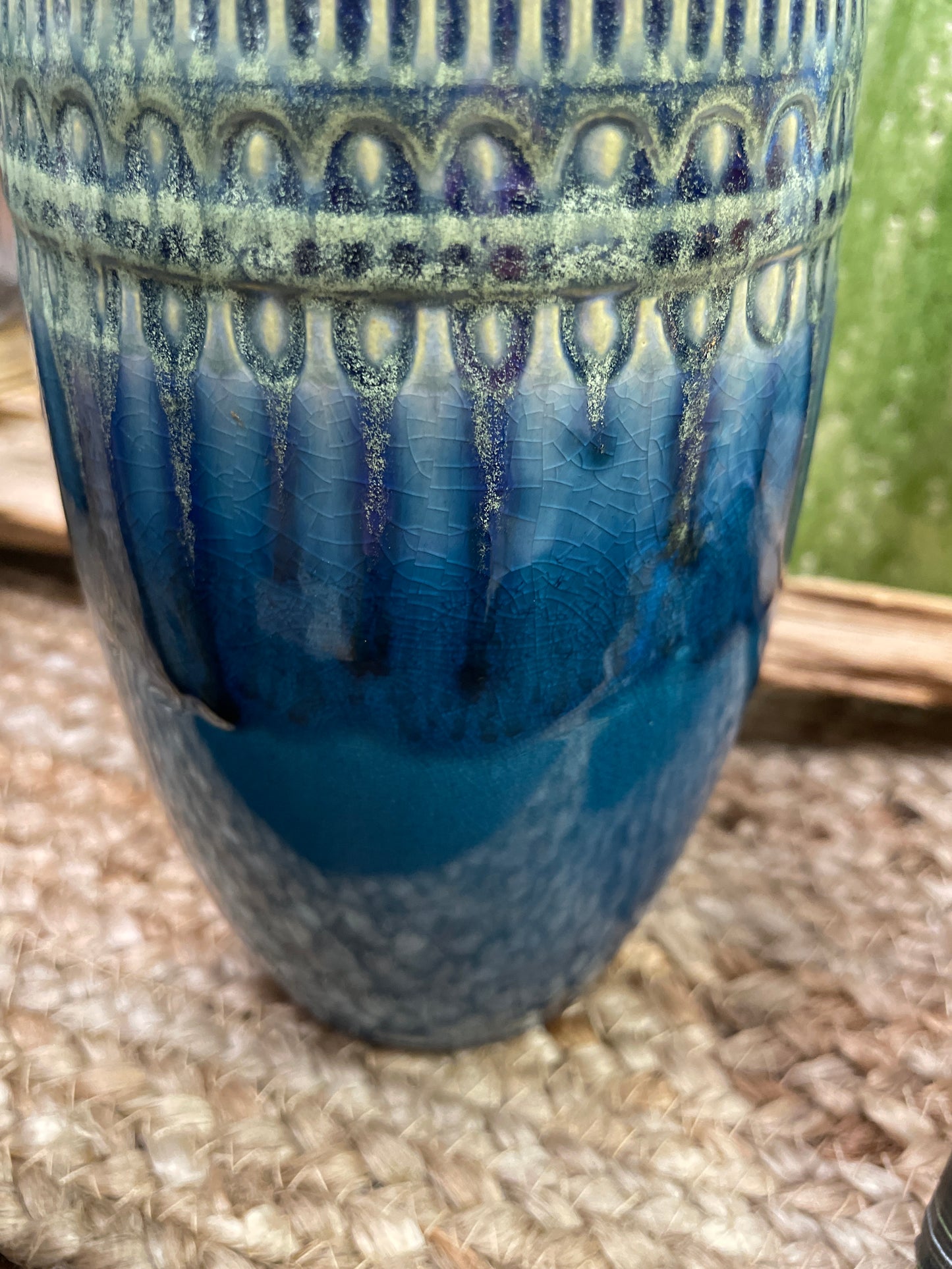 Blue Green Cylinder Vase - Ceramic