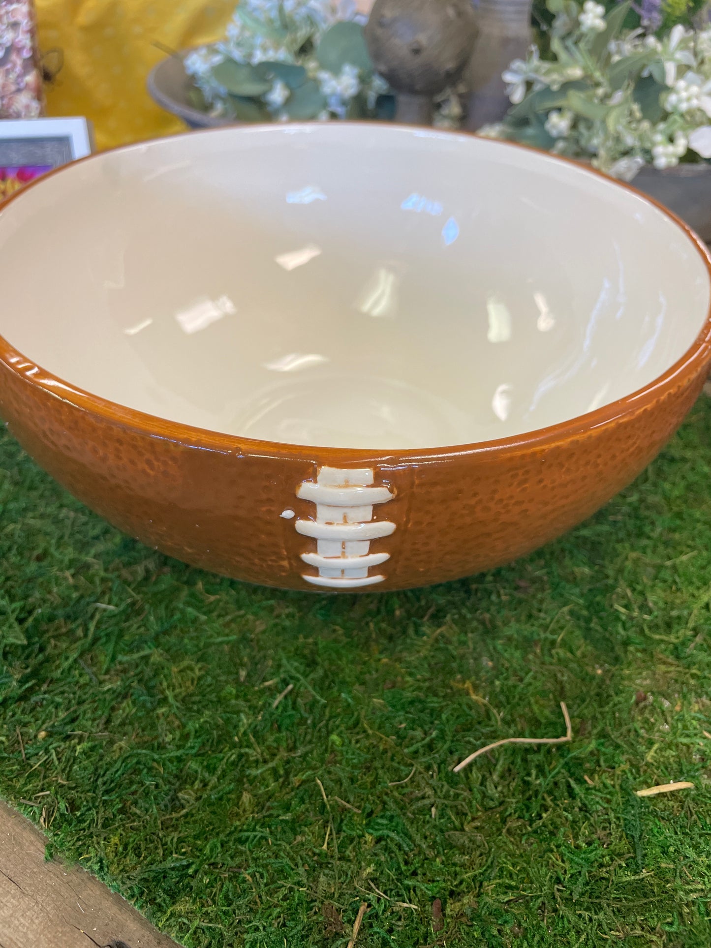 10" Long Football Fever Large Ceramic Bowl