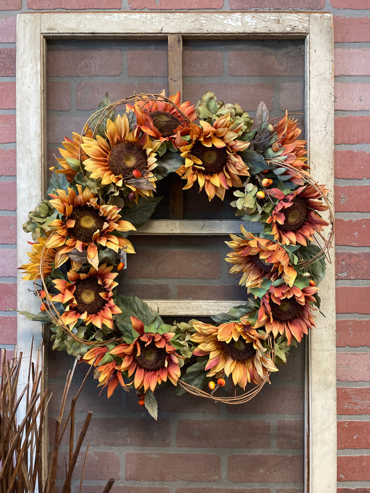 Fall Wreath - Grapevine sunflower