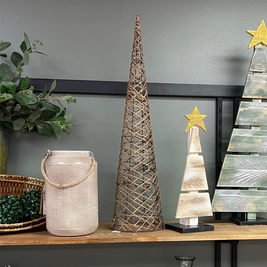 Jute Cone Glitter Tree 31"