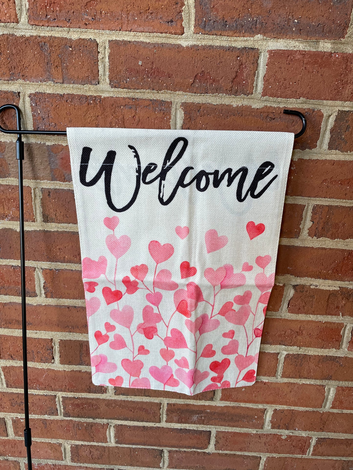 Garden Flags - Welcome Pink Hearts