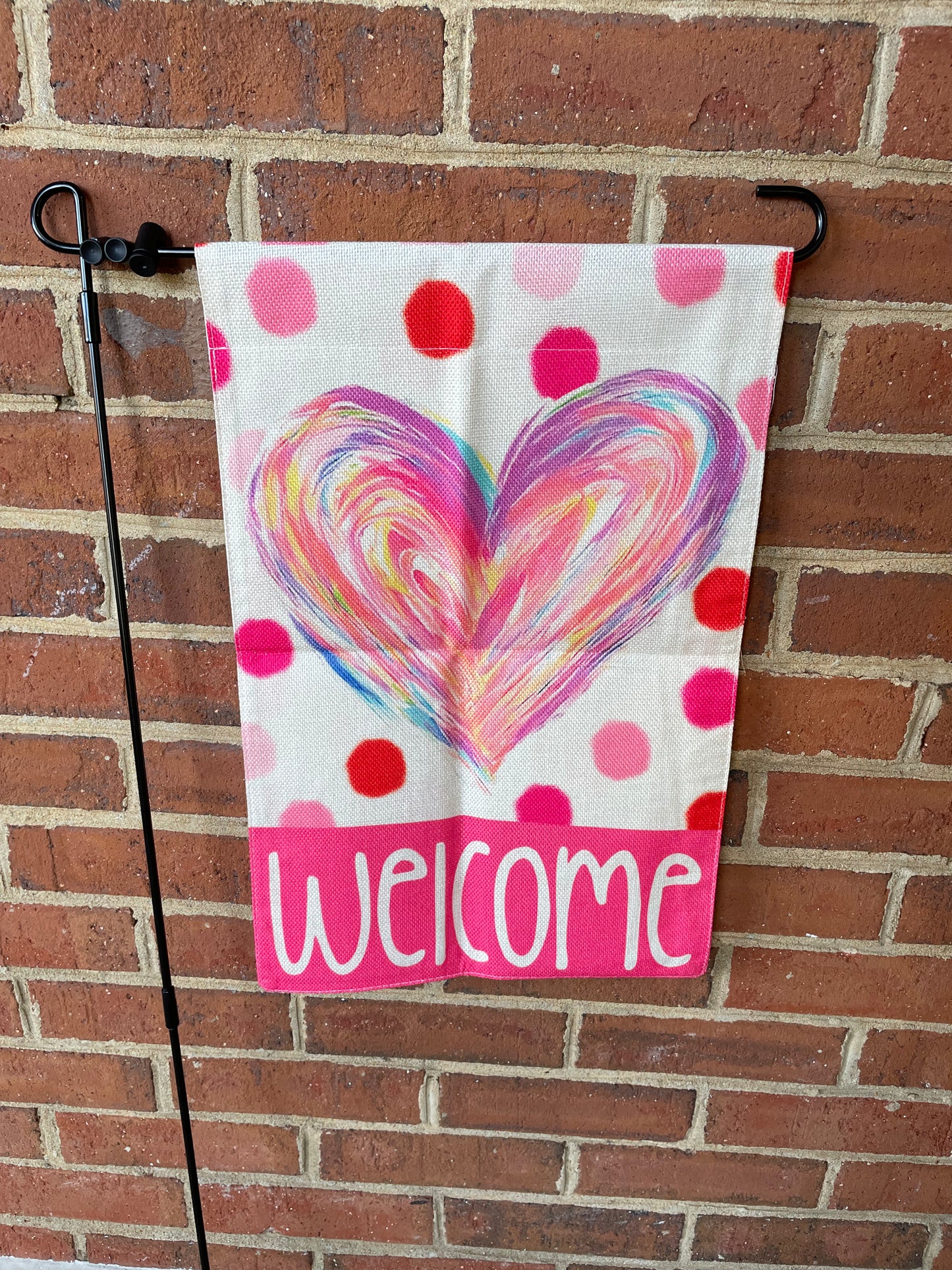 Garden Flags - Welcome Pink w/heart