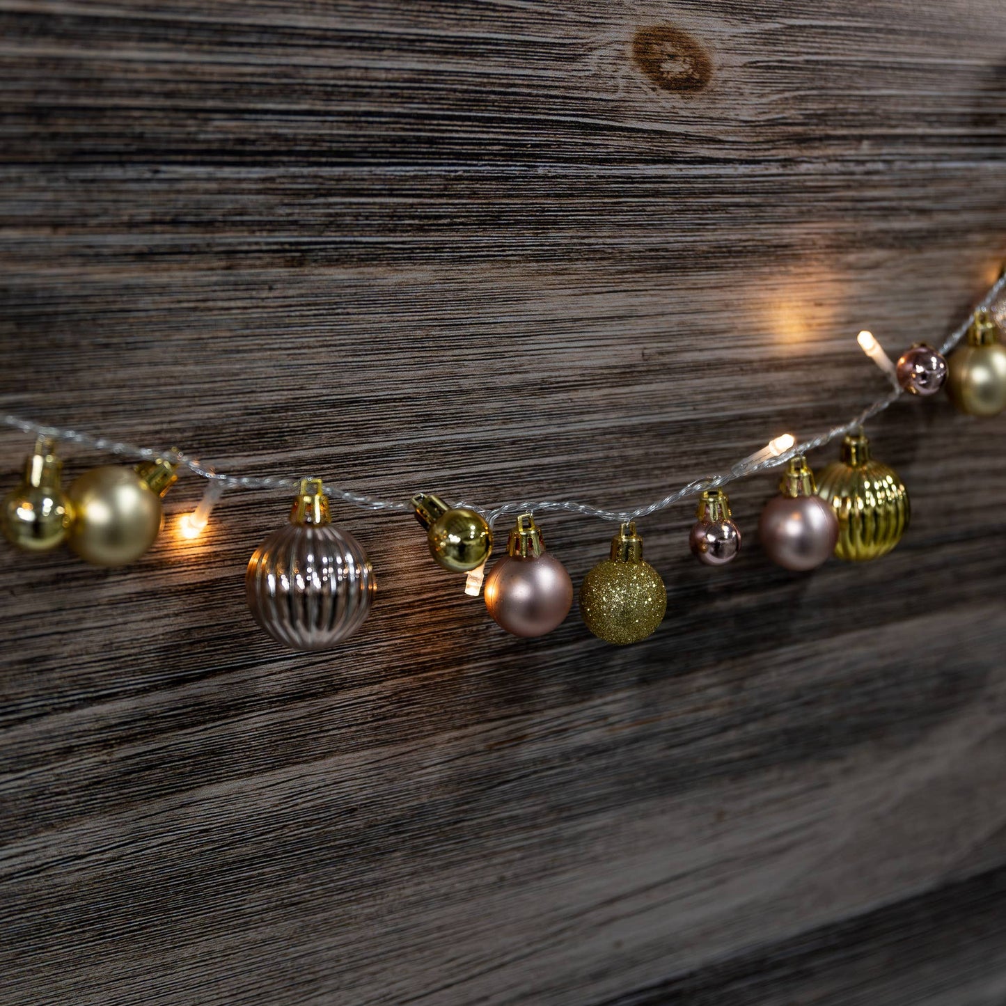 String Lights with Christmas Ornaments