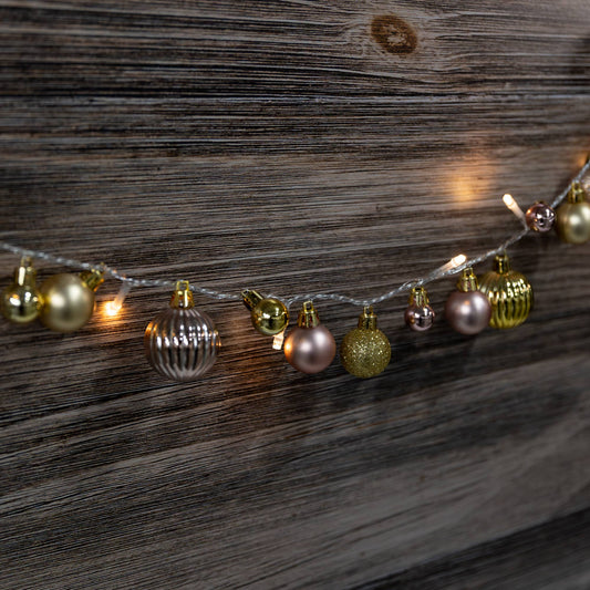 String Lights with Christmas Ornaments