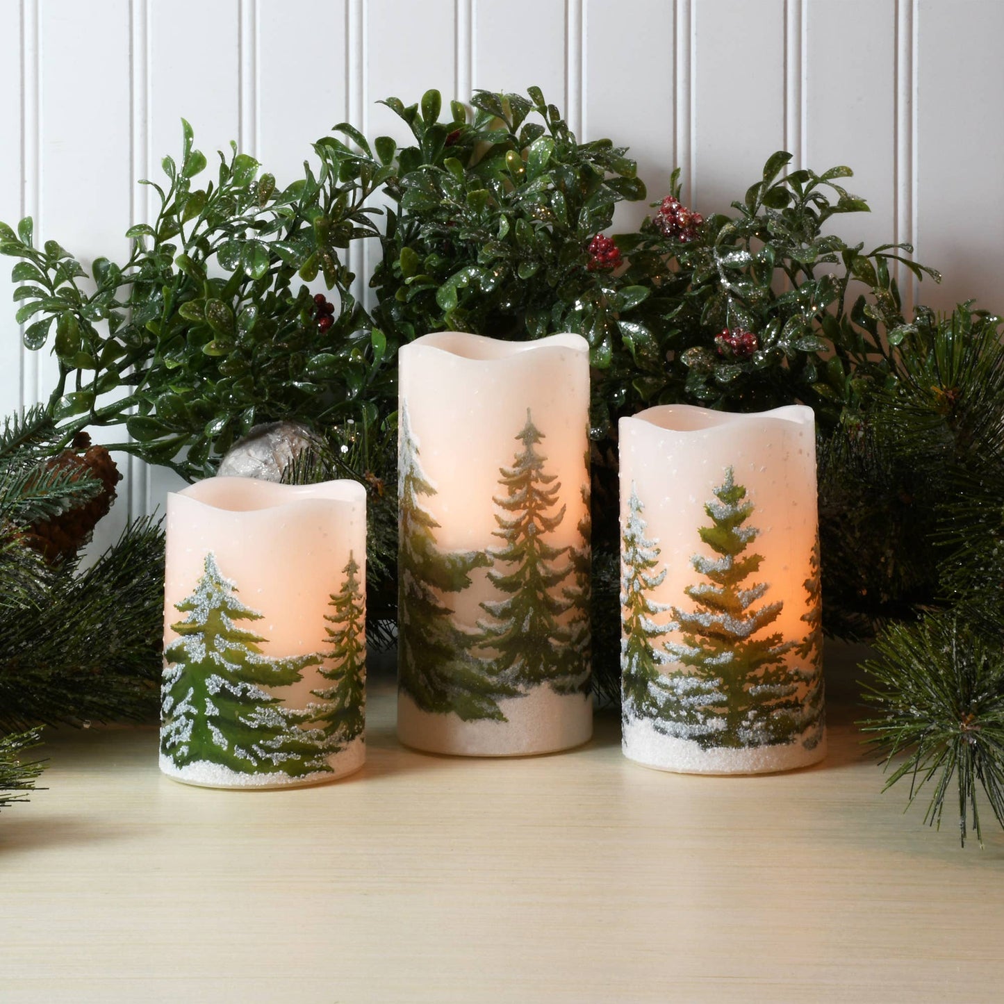 4" Wax Candle -Green Pines