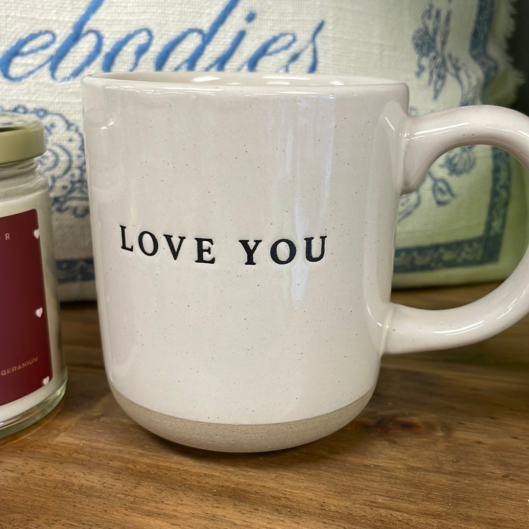 Love You - Cream Stoneware Coffee Mug - 14 oz