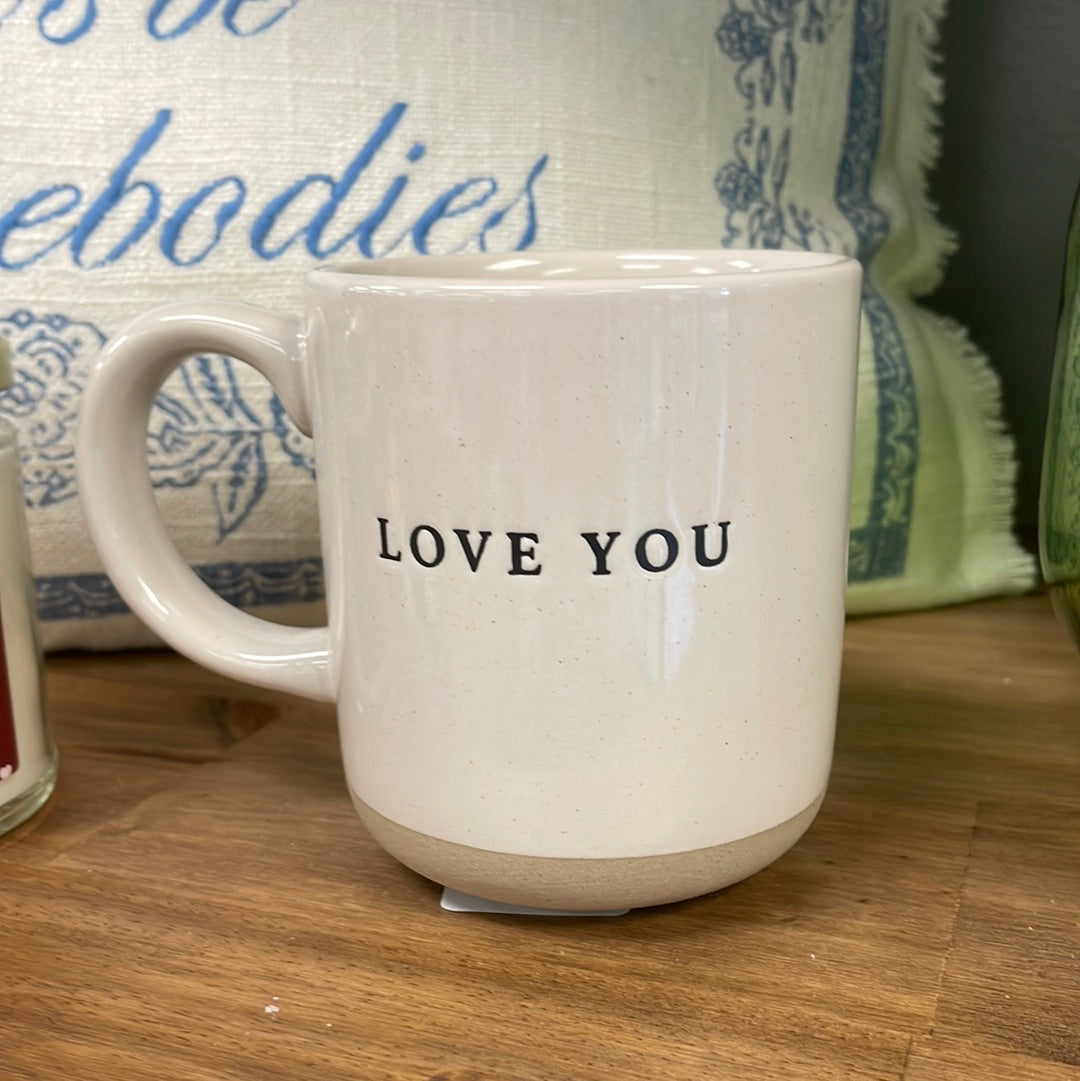 Love You - Cream Stoneware Coffee Mug - 14 oz