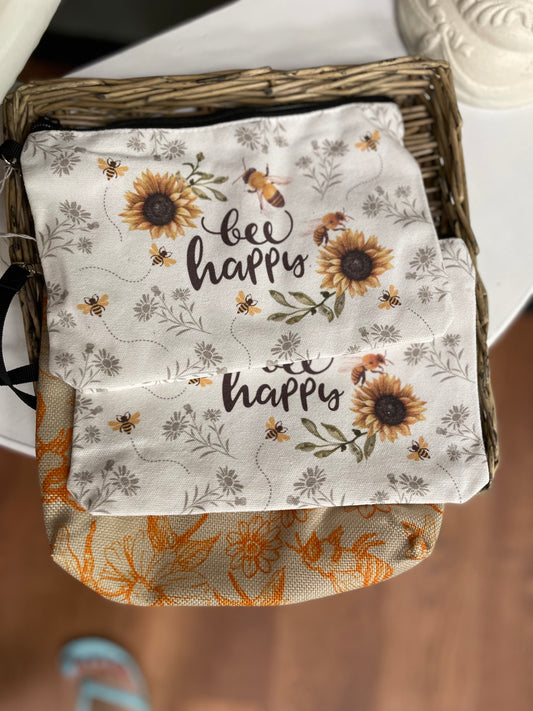 Bee Happy Zippered Bag